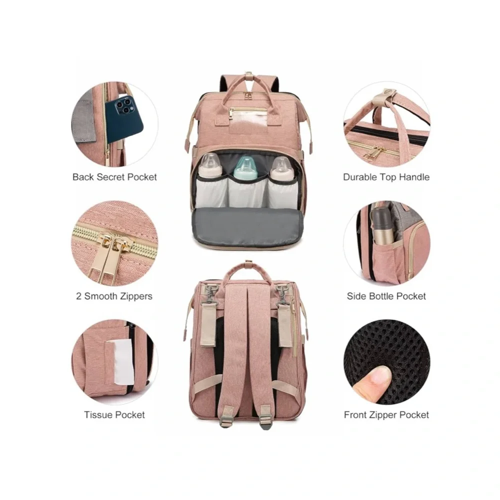 Realer Blue and Pink Diaper Bag Backpack